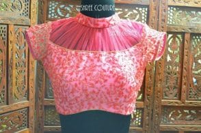 high neck saree blouse design