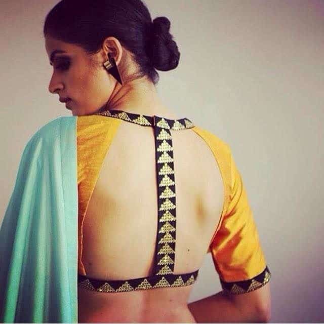 i shaped saree blouse design